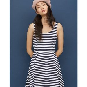 White and blue striped dress